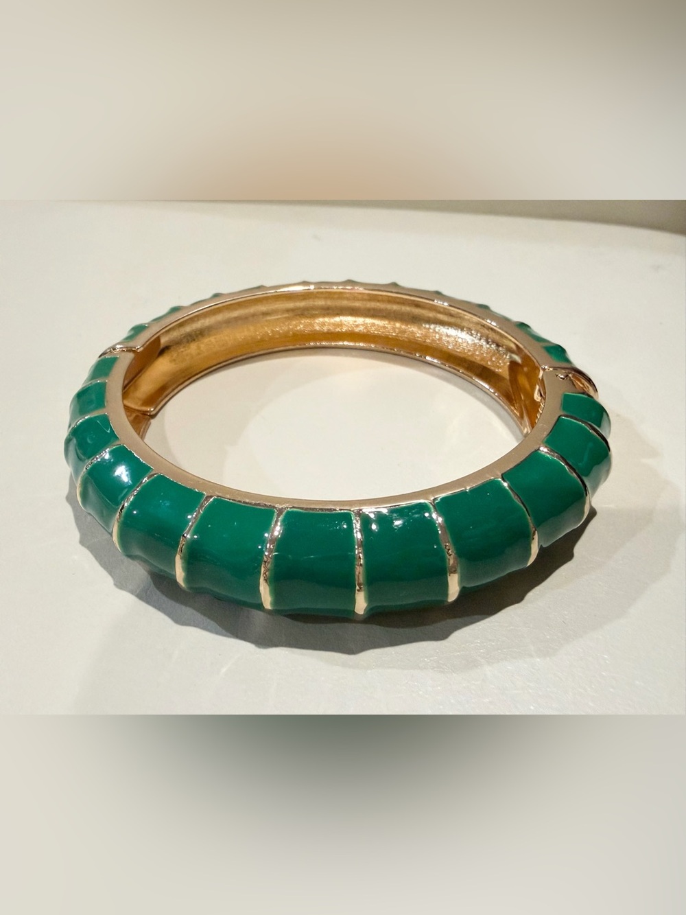 New Green Enamel Gold-Tone Bangle Bracelet